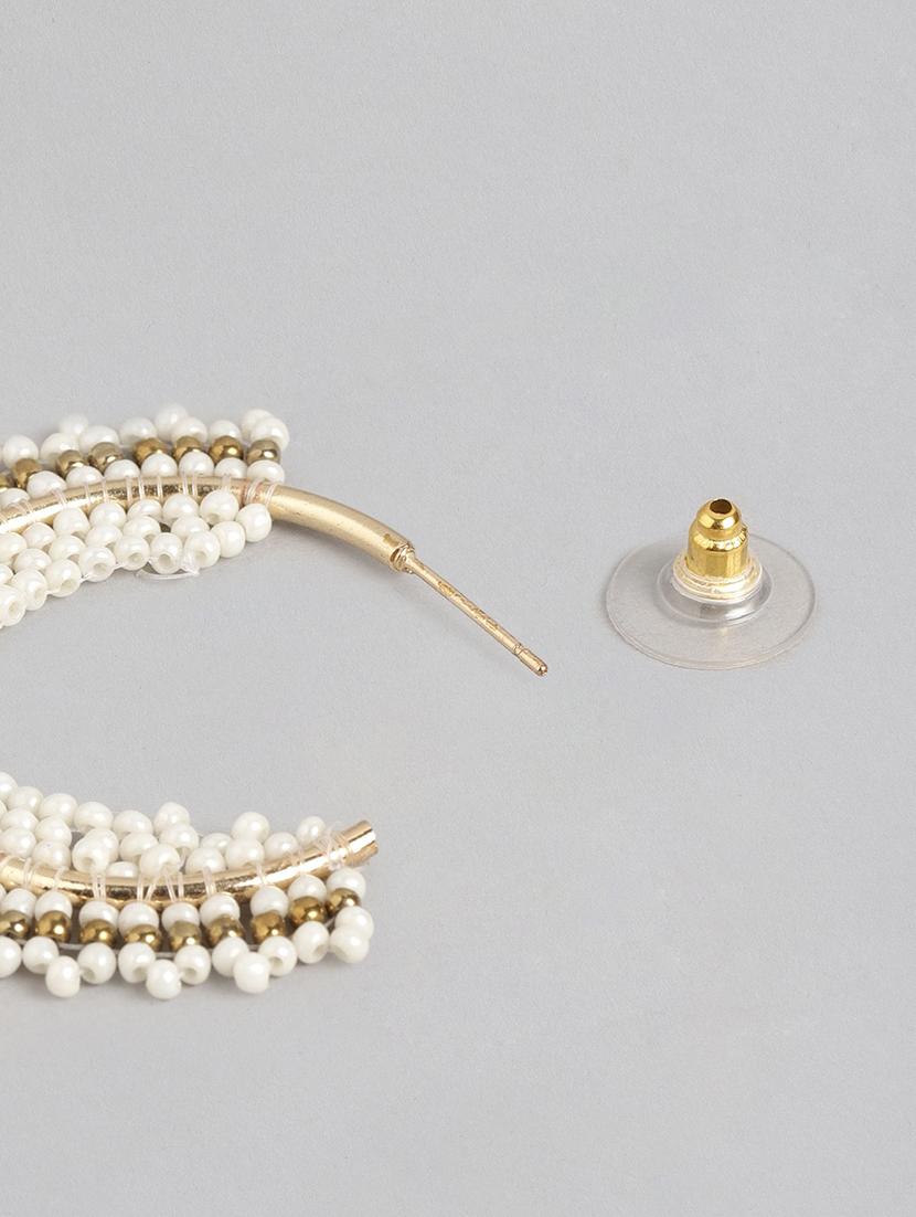white metal hoop earrings - 21173220 - Standard Image - 3