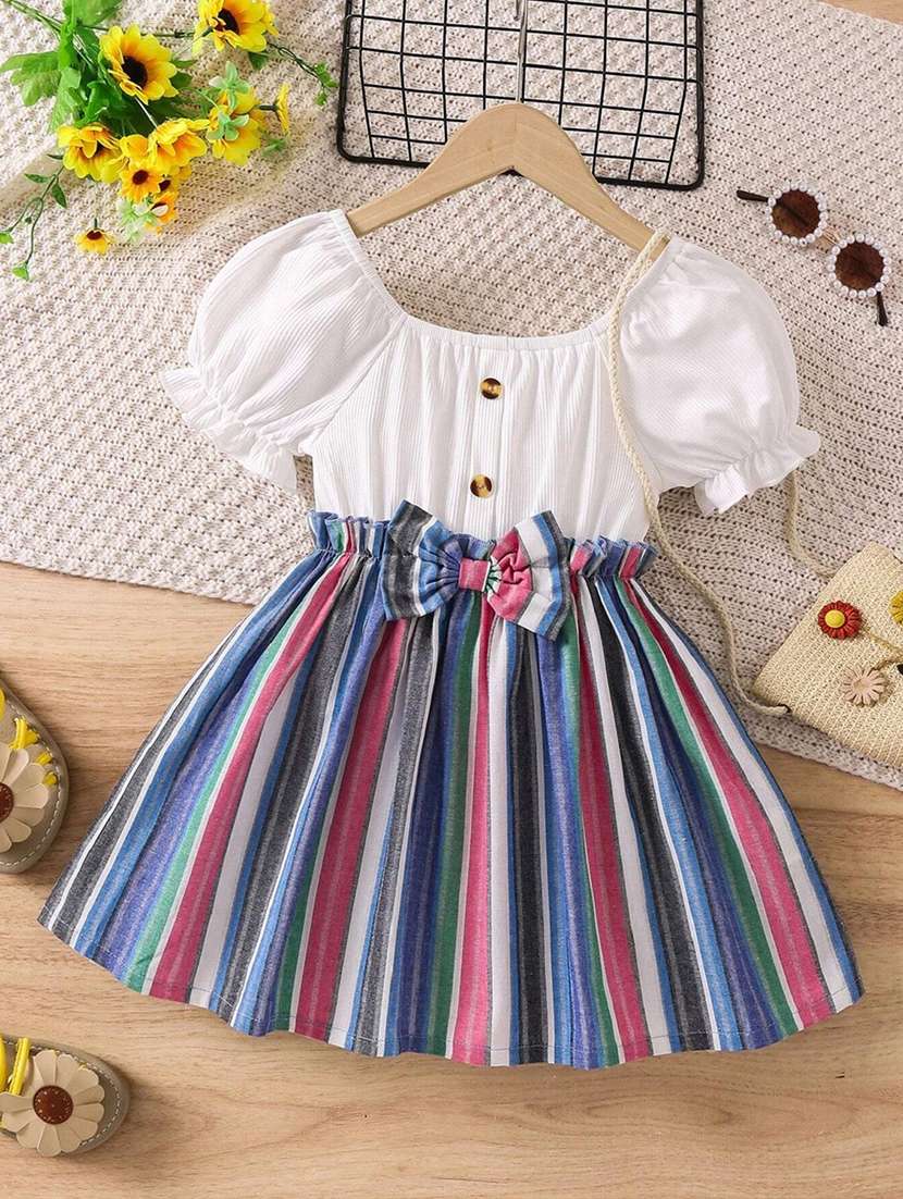 girls white polyester frock - 21173292 -  Zoom Image - 0
