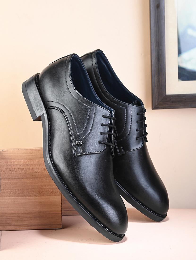 black pvc laceup derbies