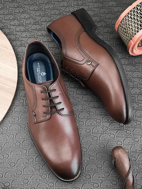 tan pvc laceup derbies - 21173337 - Standard Image - 0