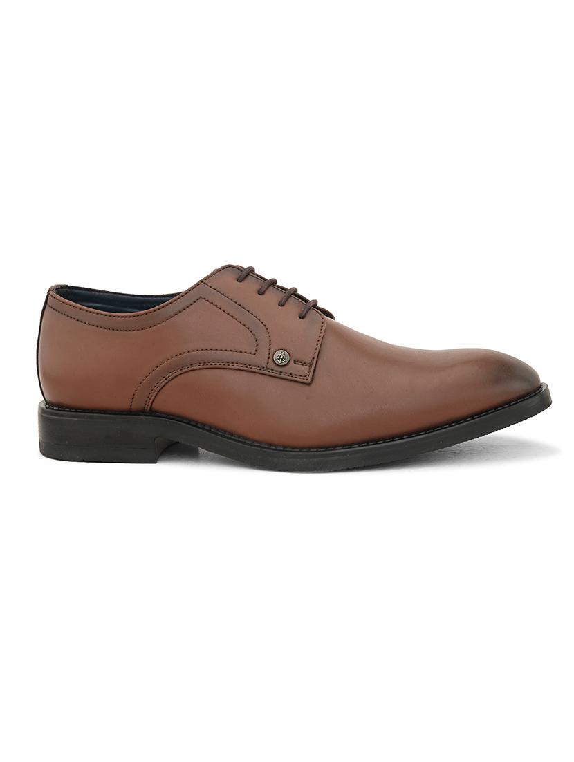 tan pvc laceup derbies - 21173337 - Standard Image - 3