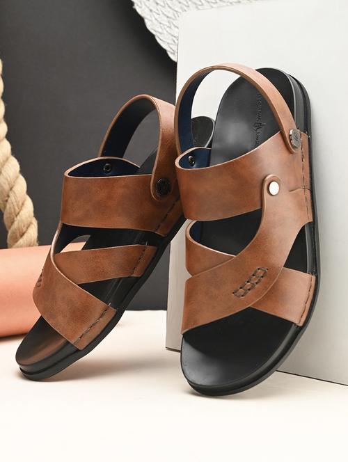 tan pu back strap sandals - 21173349 -  Standard Image - 0