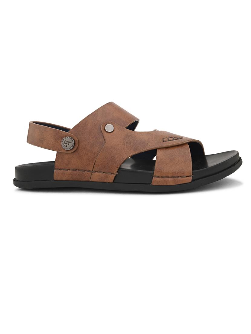 tan pu back strap sandals - 21173349 - Standard Image - 3