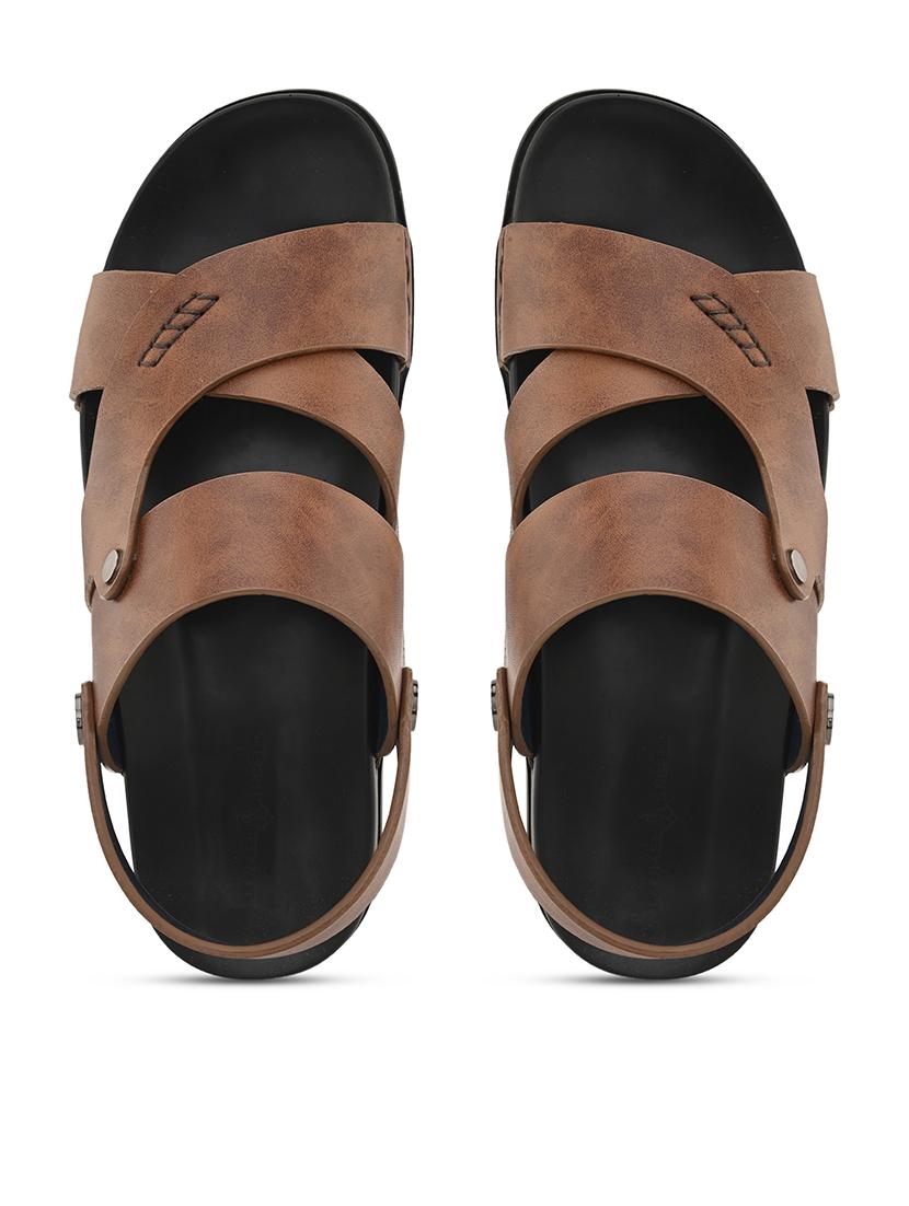 tan pu back strap sandals - 21173349 - Standard Image - 5