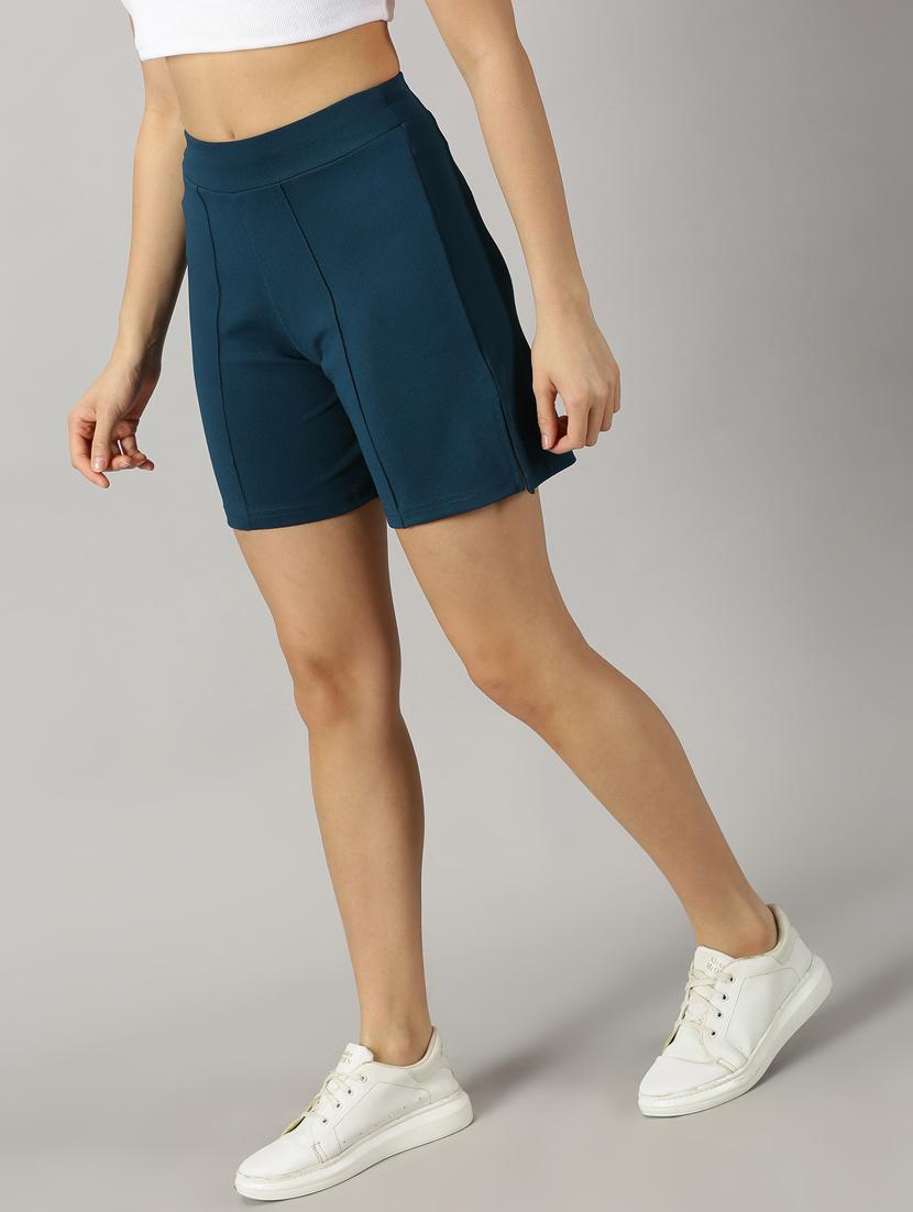 teal blue polyester regular shorts - 21173405 -  Zoom Image - 0
