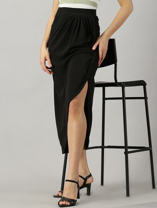 black polyester wrap skirt - 21173463 -  Standard Image - 0