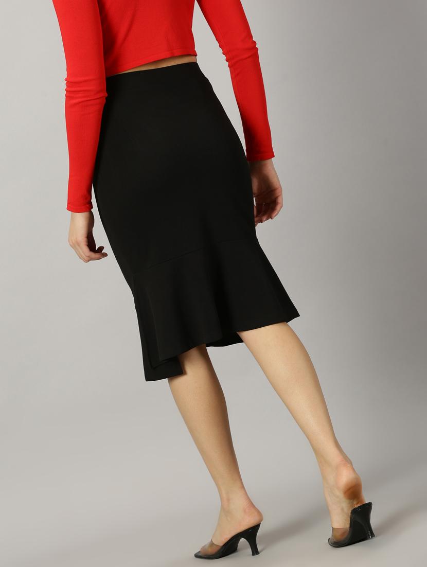black polyester peplum skirt - 21173479 - Standard Image - 3