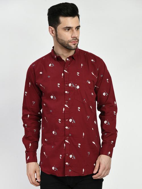 maroon printed casual shirt - 21173840 - Standard Image - 0