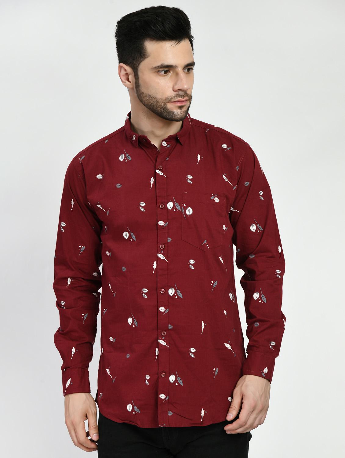 maroon printed casual shirt - 21173840 - Zoom Image - 0