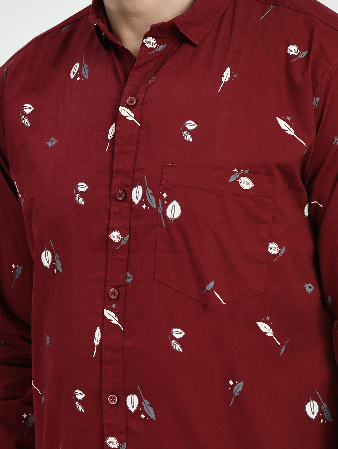 maroon printed casual shirt - 21173840 - Standard Image - 5