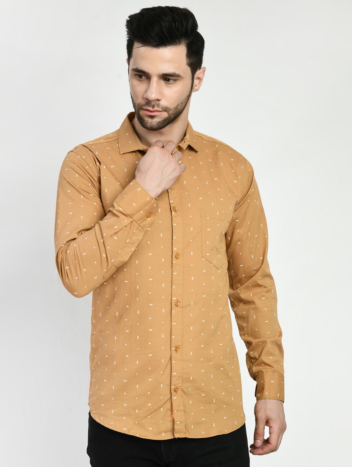 khaki printed casual shirt - 21173855 - Zoom Image - 0
