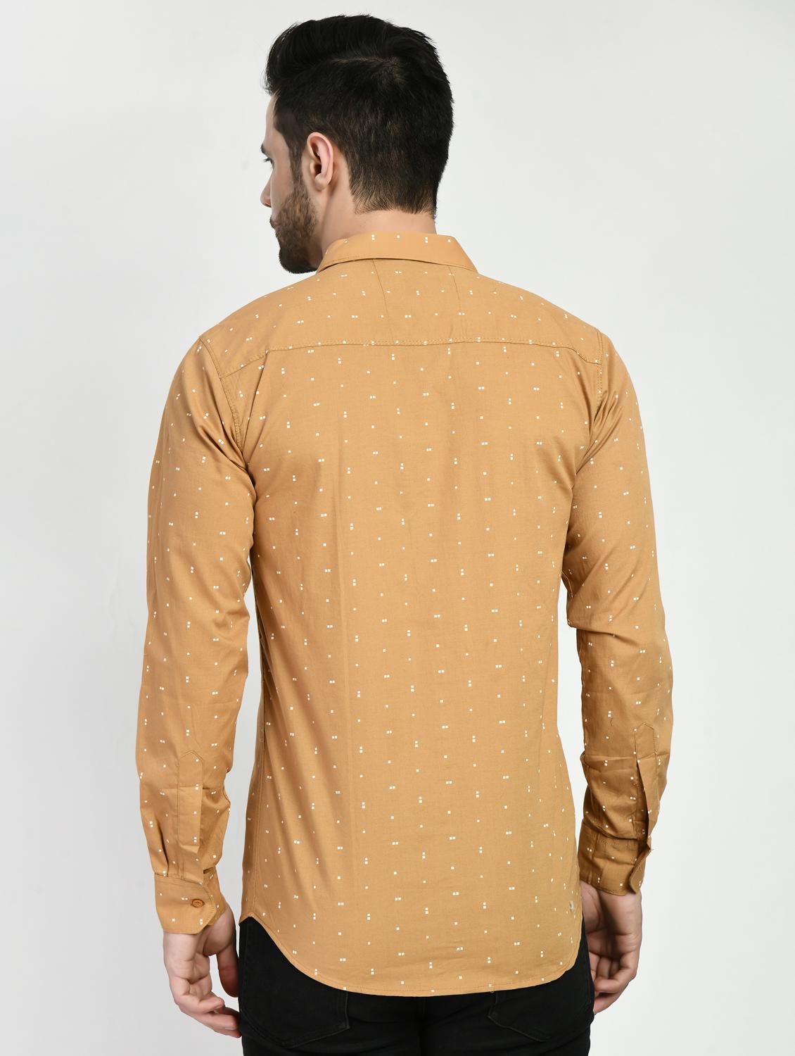 khaki printed casual shirt - 21173855 - Standard Image - 3