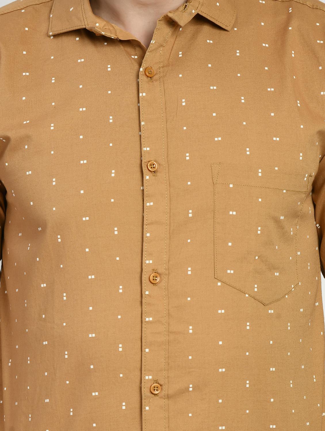 khaki printed casual shirt - 21173855 - Standard Image - 5