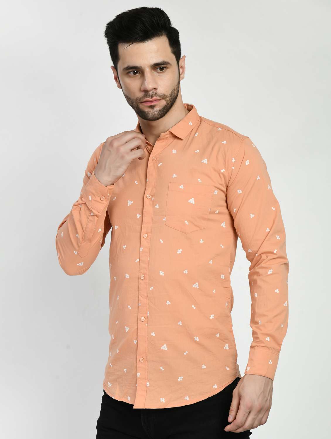 orange printed casual shirt - 21173867 - Standard Image - 3