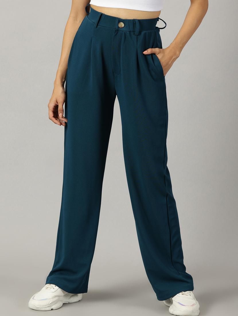 teal blue polyester wide leg trouser - 21173890 - Zoom Image - 0