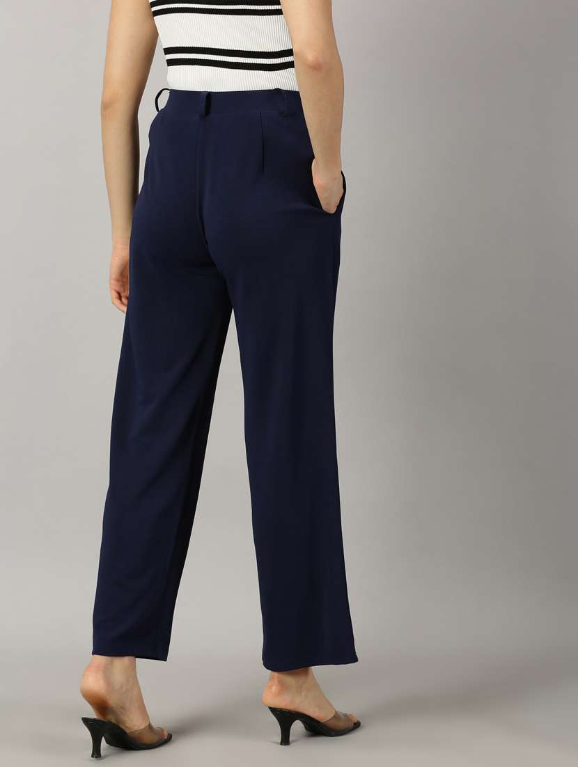 navy blue polyester bootcut trouser - 21173891 -  Standard Image - 3