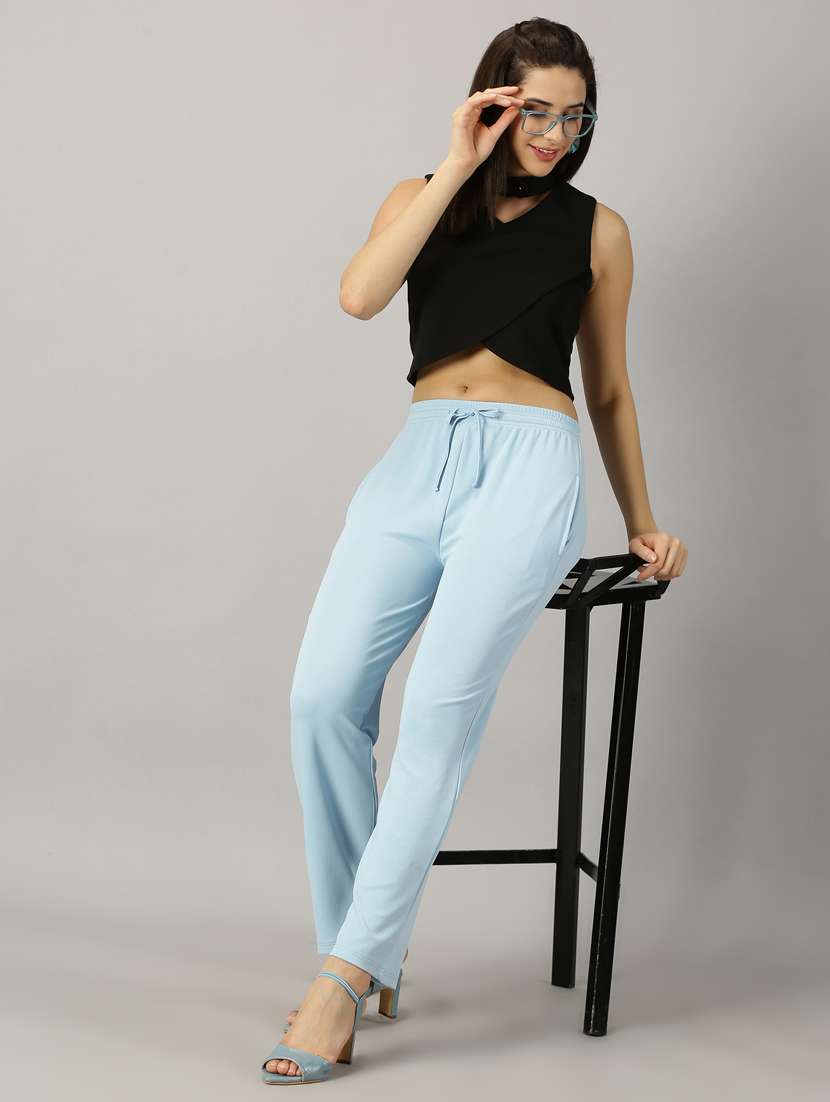 women solids flat front trousers trousers - 21173903 - Standard Image - 3