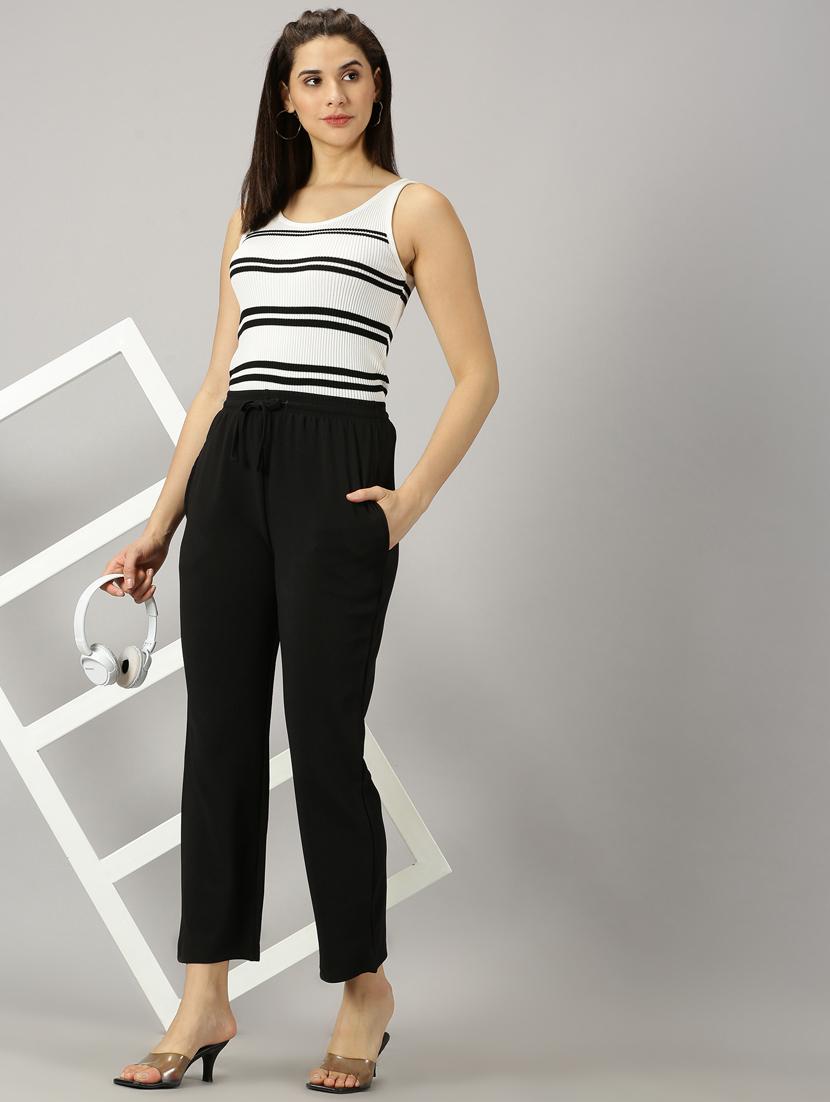 women solids flat front trousers trousers - 21173908 - Standard Image - 3