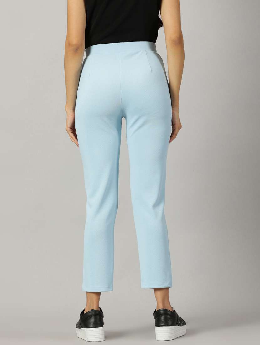 Women Solids Flat Front Trousers Trousers - 21173911 -  Standard Image - 3