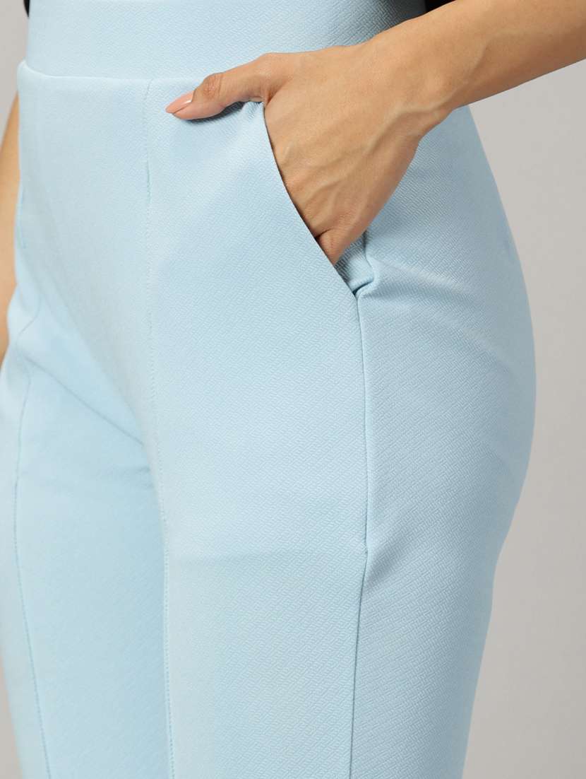 Women Solids Flat Front Trousers Trousers - 21173911 -  Standard Image - 5