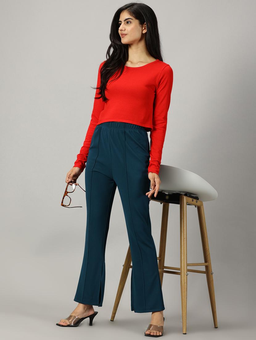 women solids bootcut trousers - 21173931 - Standard Image - 3