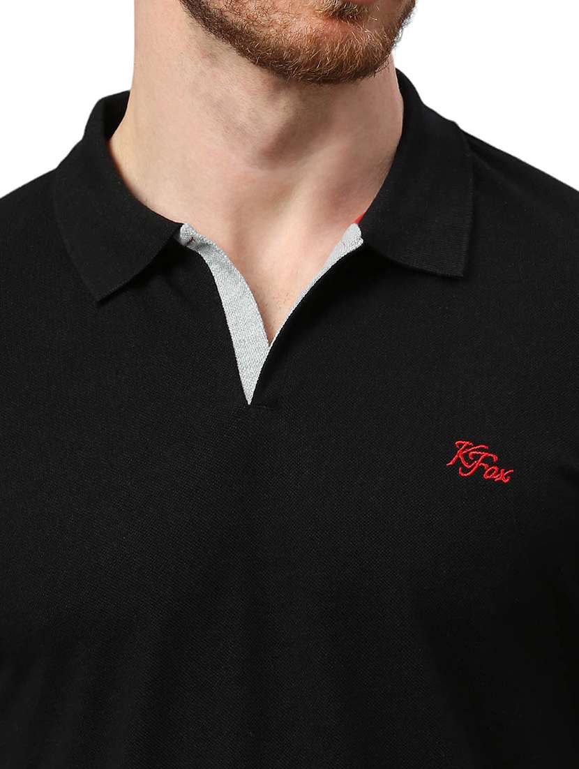 men plain polo neck t-shirt - 21174560 - Standard Image - 5