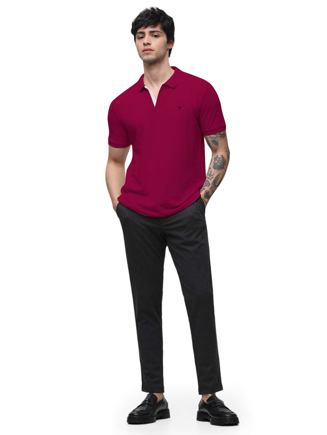 men plain polo neck t-shirt - 21174569 - Standard Image - 3