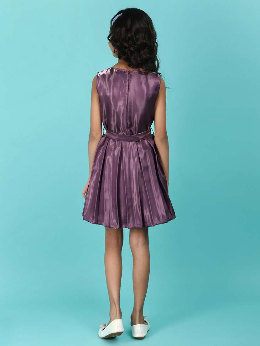 girl solid round neck sleeveless frock - 21174595 -  Standard Image - 3