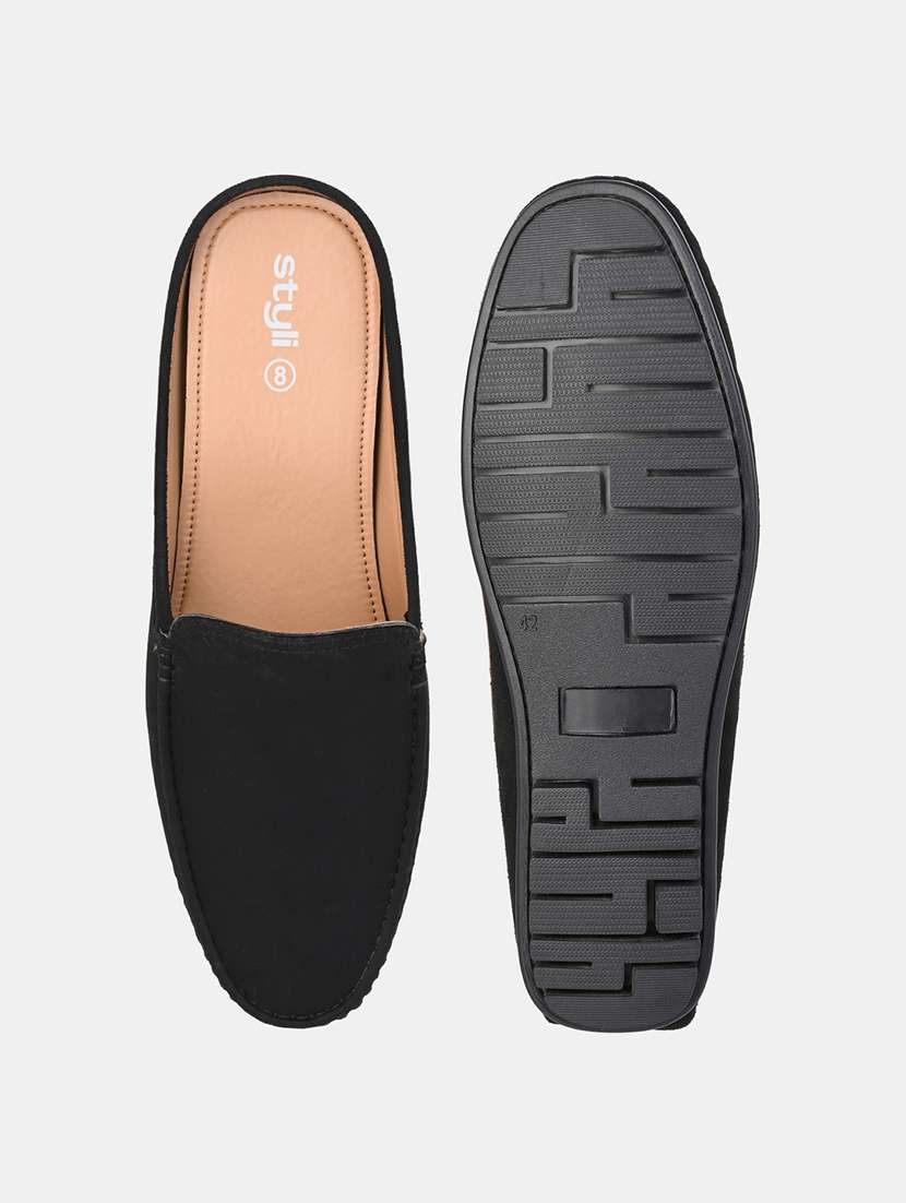 men black solid mules - 21174609 -  Standard Image - 5