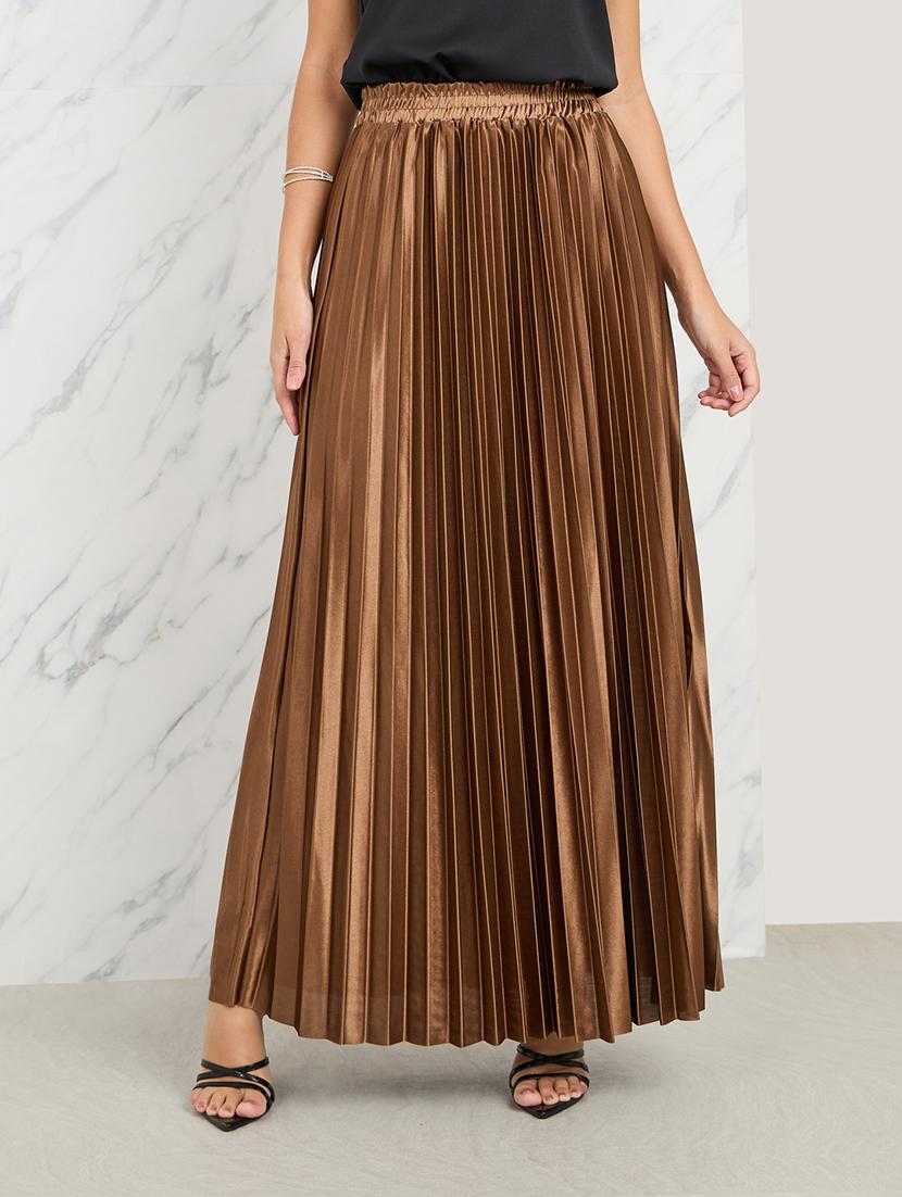 women solid high rise a-line skirt - 21174631 -  Zoom Image - 0