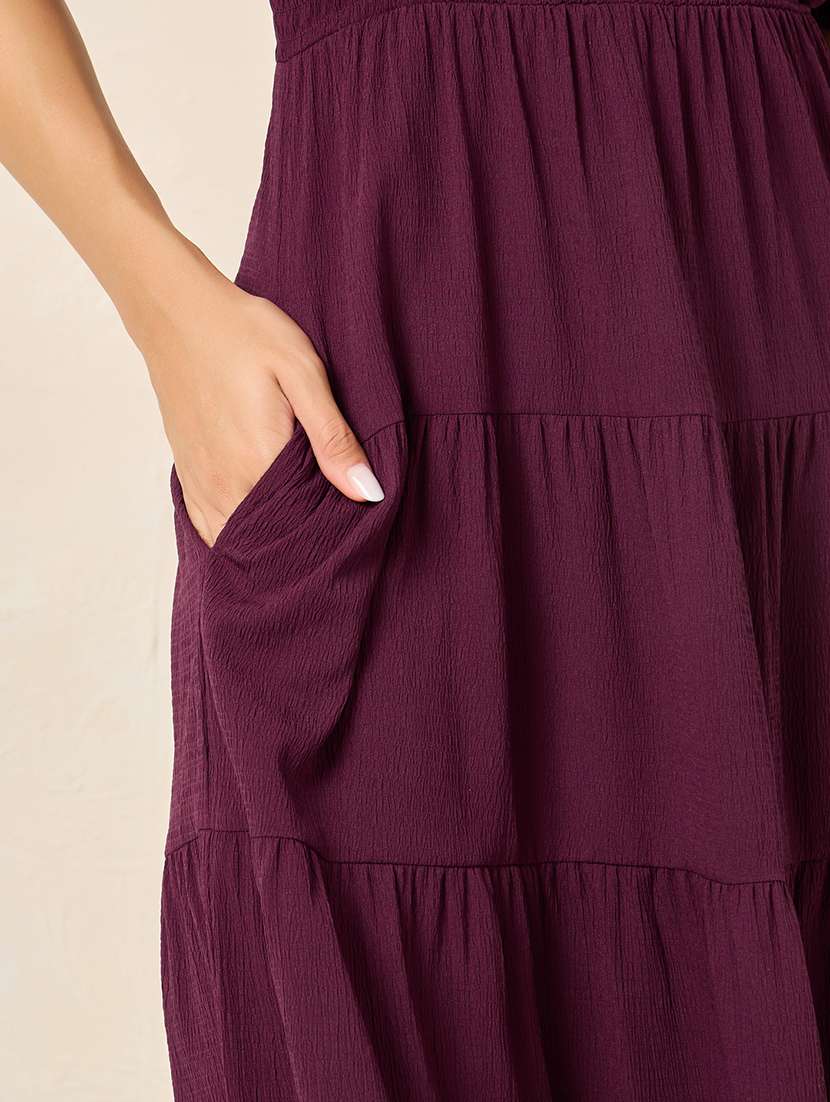 purple polyester tiered dress  - 21174675 -  Standard Image - 3