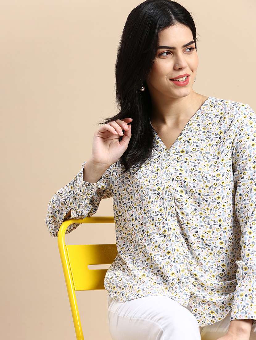 off white printed cotton regular shirt - 21174812 -  Standard Image - 3