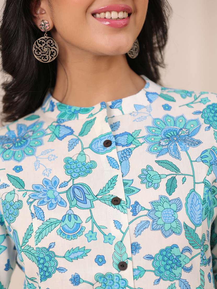 women light blue cotton a-line kurta - 21176171 -  Standard Image - 5