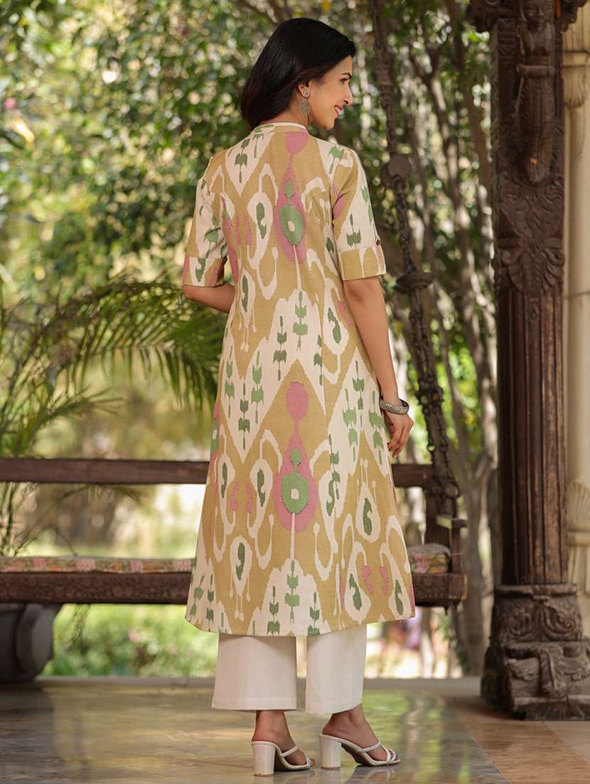 women brown cotton a-line kurta - 21176176 - Standard Image - 3