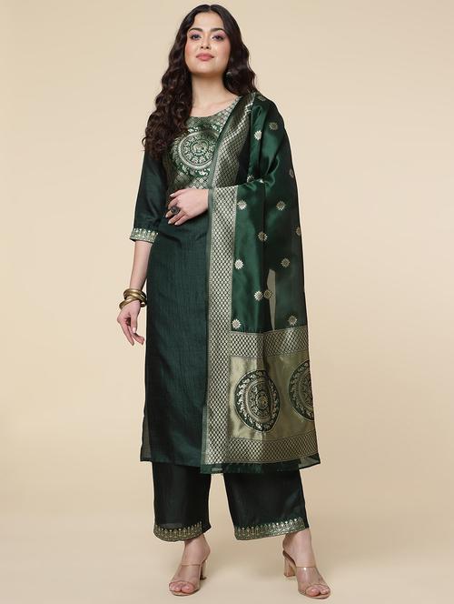 women three quarter sleeve suit set - 21176348 - Standard Image - 0
