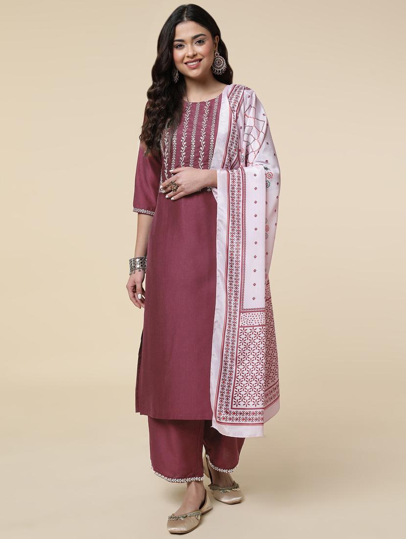 women three quarter sleeve suit set - 21176351 - Zoom Image - 0