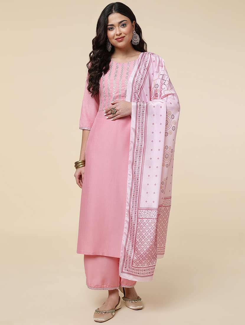 women three quarter sleeve suit set - 21176352 -  Zoom Image - 0