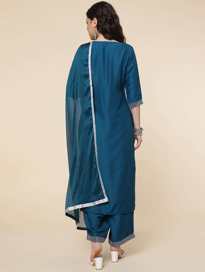 women three quarter sleeve suit set - 21176353 - Standard Image - 3