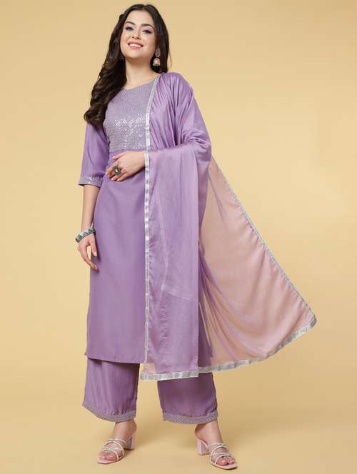 women three quarter sleeve suit set - 21176355 - Standard Image - 0