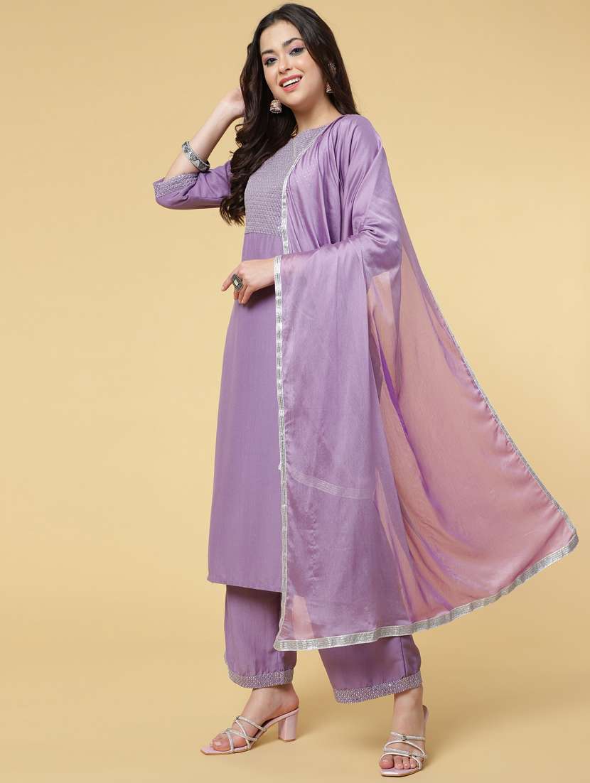 women three quarter sleeve suit set - 21176355 - Standard Image - 3