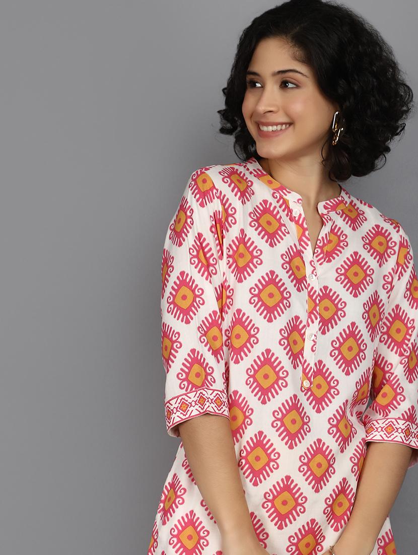 women white mandarin neck straight kurta - 21176506 - Standard Image - 3