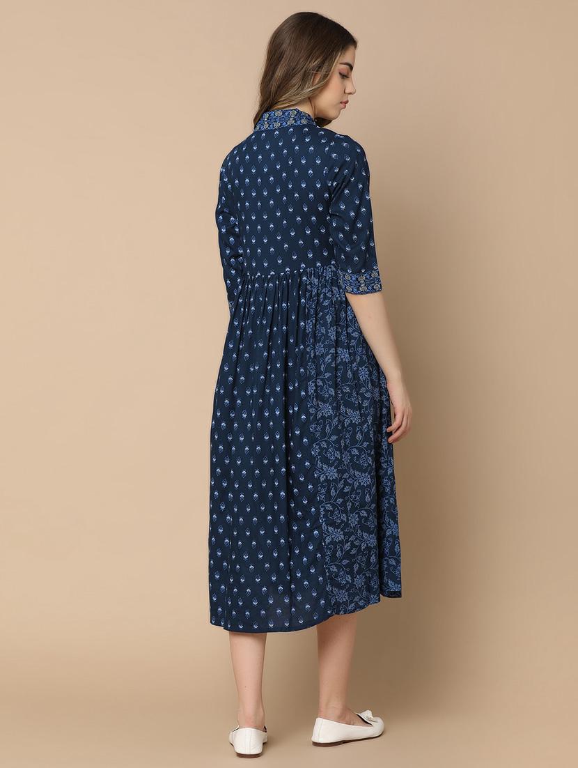 navy blue rayon ethnic dress - 21176532 - Standard Image - 3