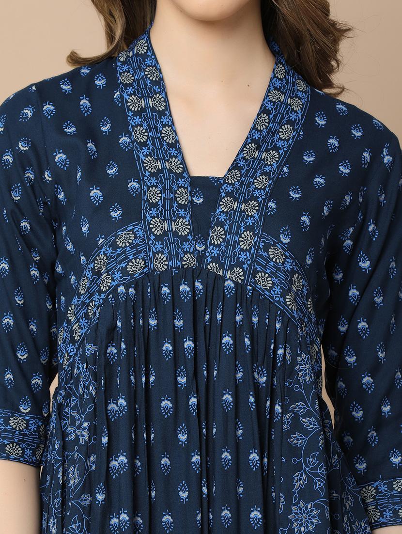 navy blue rayon ethnic dress - 21176532 - Standard Image - 5