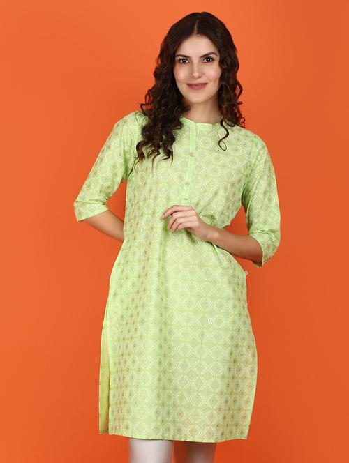 women neon mandarin neck straight kurta - 21176542 - Standard Image - 0