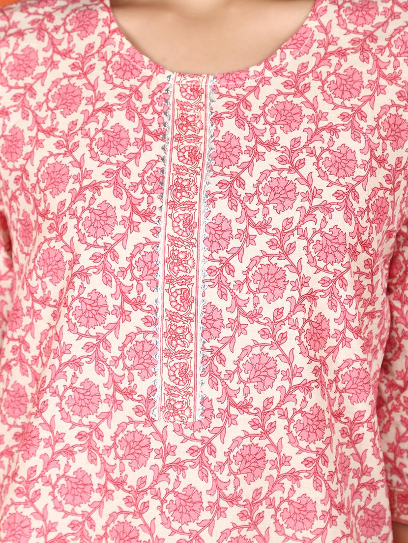 pink cotton straight kurta - 21176545 - Standard Image - 5