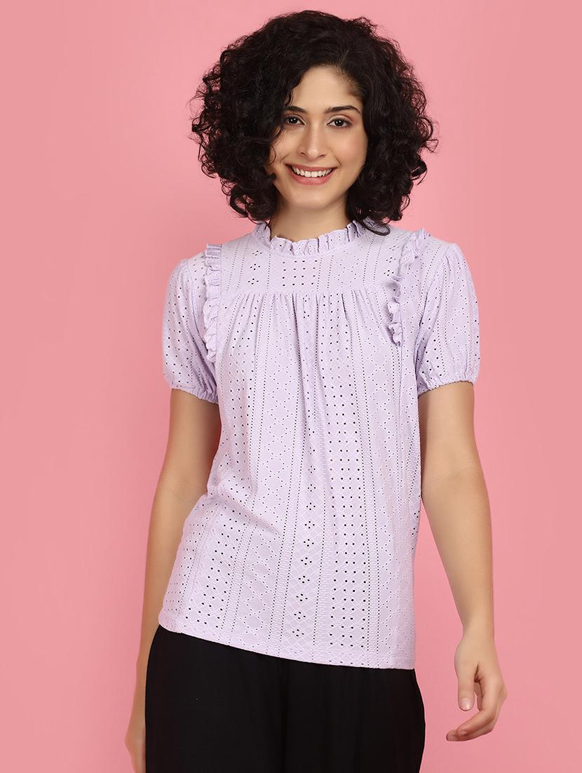 women lavender schiffli work top - 21176589 - Zoom Image - 0