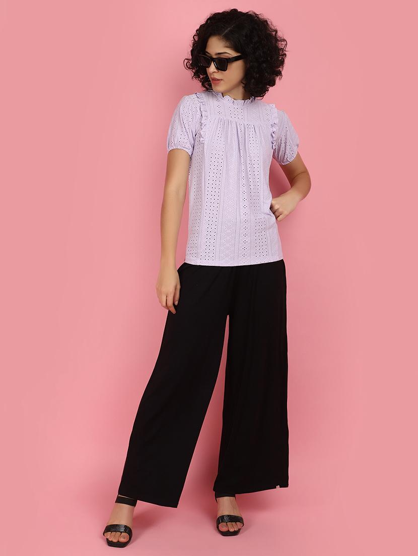 women lavender schiffli work top - 21176589 - Standard Image - 3