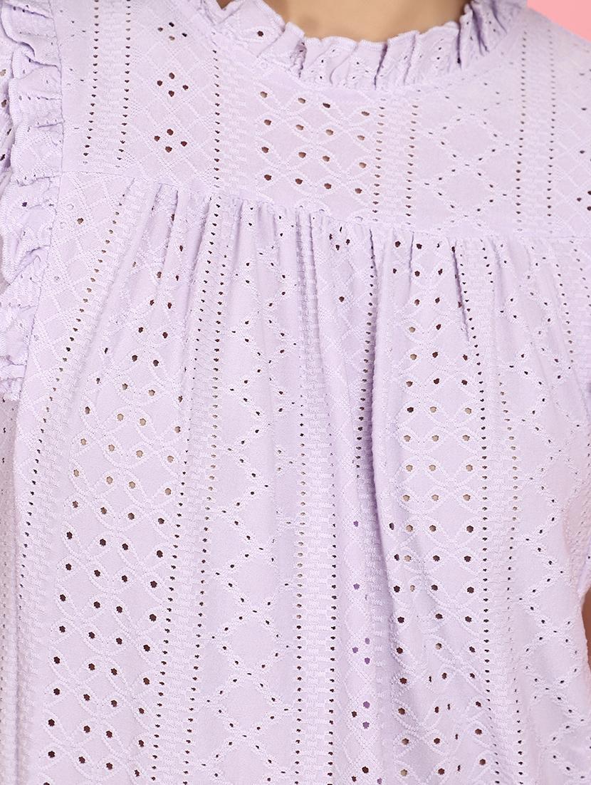 women lavender schiffli work top - 21176589 - Standard Image - 5
