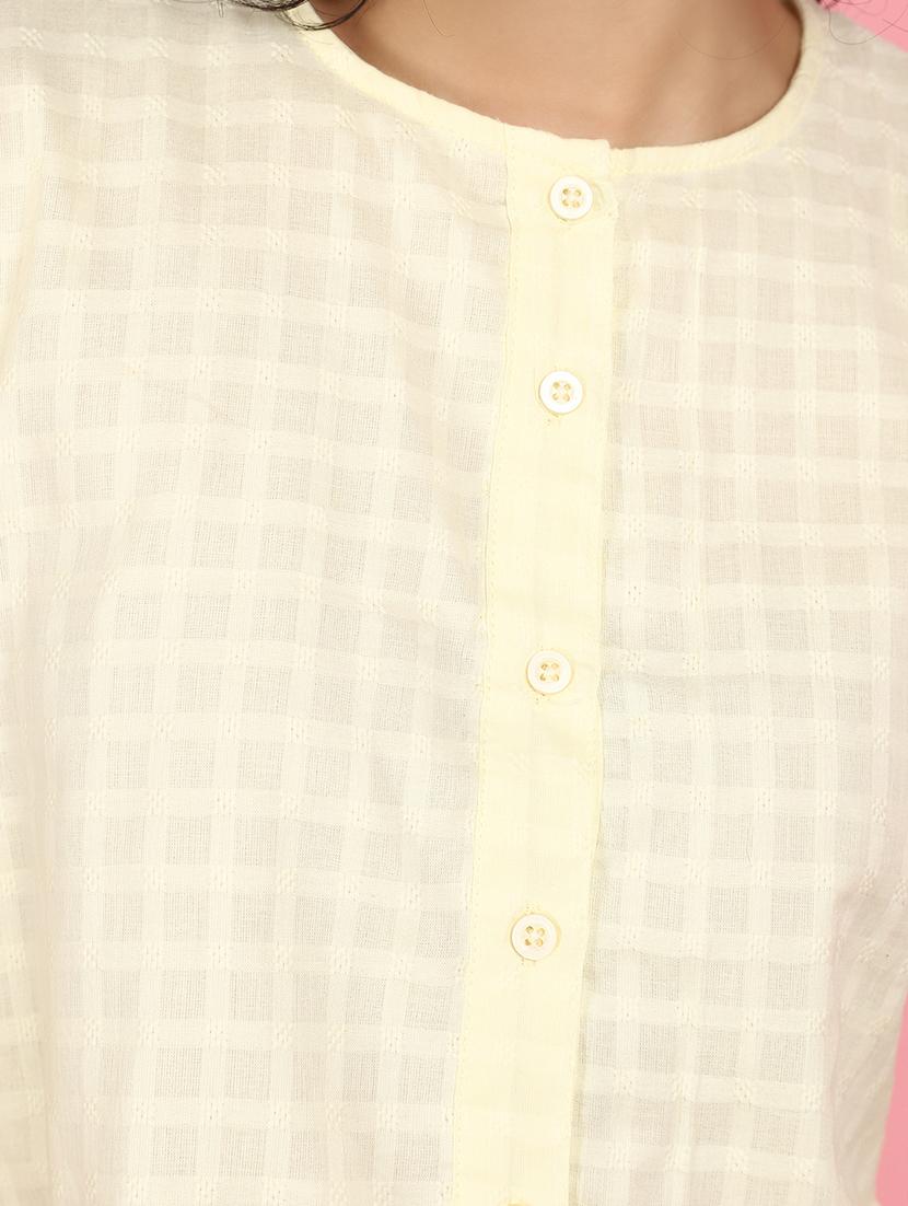 women yellow round neck self design top - 21176605 - Standard Image - 5