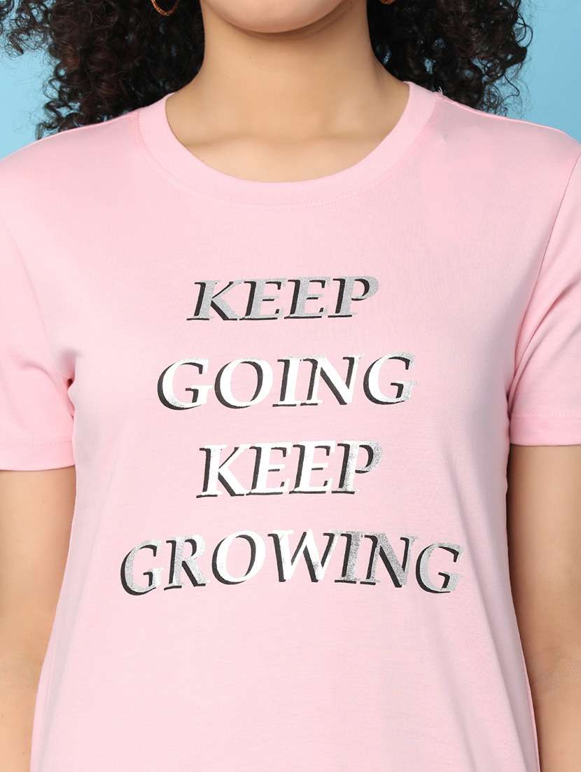 women front print round neck t-shirt - 21176852 -  Standard Image - 5